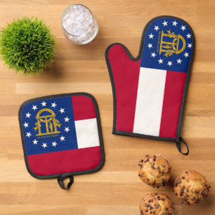 Oven Mitt und Pot Holders mit georgischer Flagge, Ofenhandschuh & Topflappen-Set