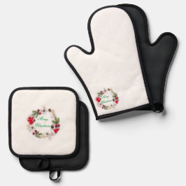 Oven Mitts & Pot Holders Frohe Weihnachten Ofenhandschuh & Topflappen-Set