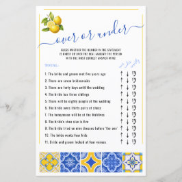 Over oder Under Blue Tiles Lemon Brautparty Game