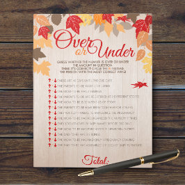 Over oder Under-Fall-Showdusche Party-Game Pack Notizblock