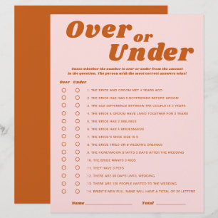 Over oder Under Last Disco Brautparty Game