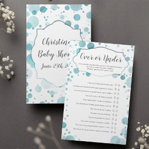 "Over or under" Babydusche Trendy Blue Dots Game