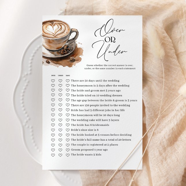 Over or Under Coffee Bridal Shower Game (Von Creator hochgeladen)