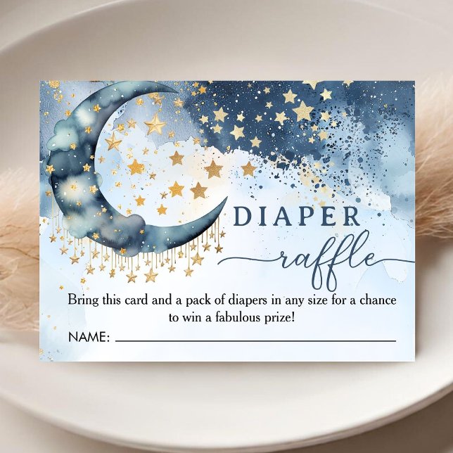 Over The Moon Baby Shower Boy Blue Diaper Raffle  Begleitkarte (Von Creator hochgeladen)