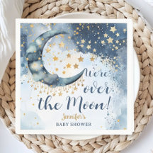 Over The Moon Baby Shower Boy Blue Twinkle Stars