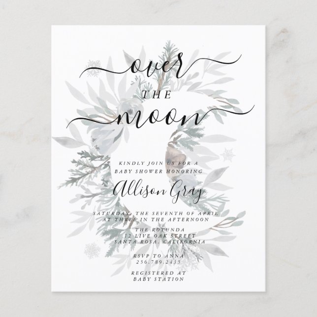 Over the Moon Baby Shower Budget Flyer (Vorne)