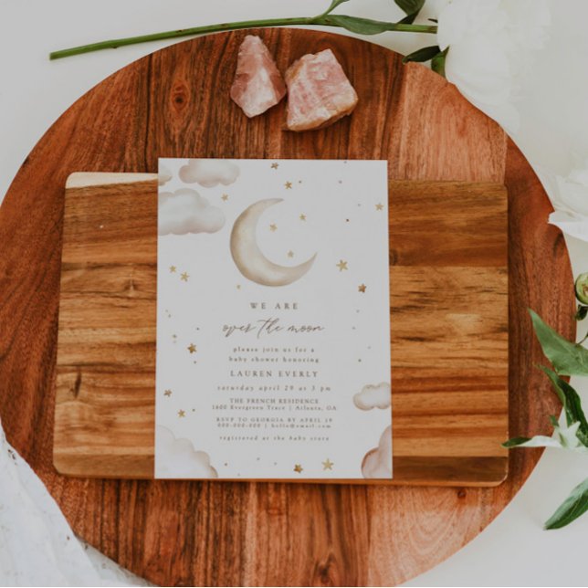 Over the Moon Baby Shower Invitation Einladung (Von Creator hochgeladen)