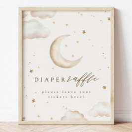 Over the Moon Diaper Raffle Sign Poster