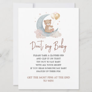 Over the Moon Don't Say Baby Spielkarte Einladung