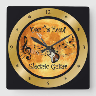 “Over The Moon”~ Electric Guitar ~ Musical Scale ~ Quadratische Wanduhr