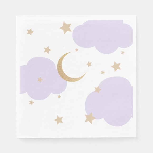 Over the Moon Purple Baby Shower  Serviette (Vorderseite)
