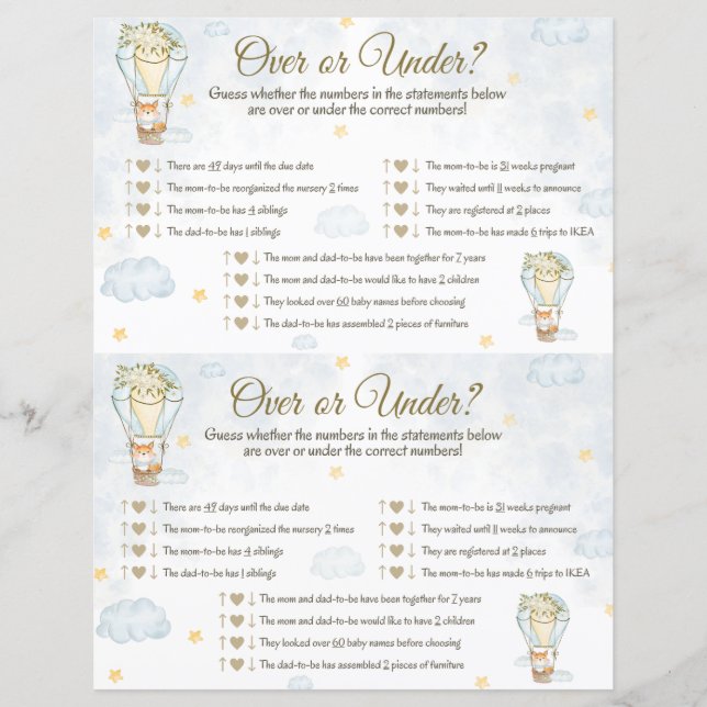 Over Under Baby Showgame - Heißluftballon (Vorderseite)