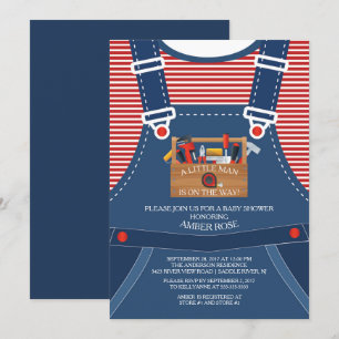 Overalls Little Man Tools Invitation Baby shower