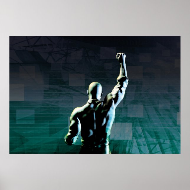 Overcoming Obstacles with Man Achieving Success Poster (Vorne)