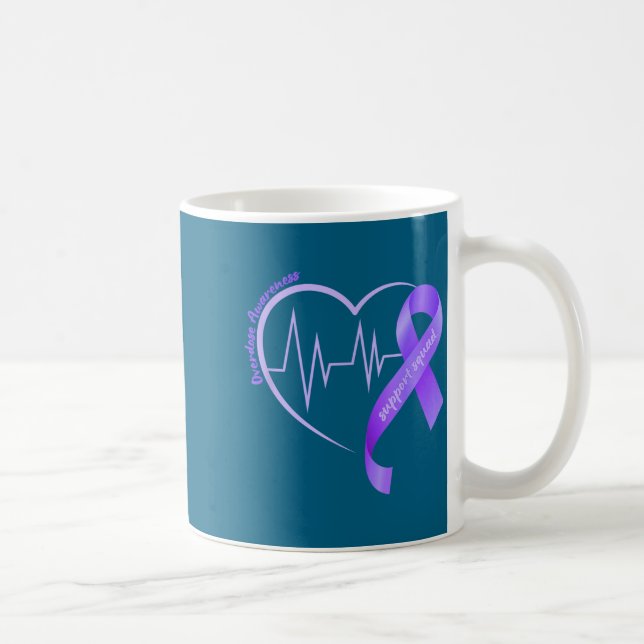 Overdose Awareness Month Purple Ribbon Heart Suprt Kaffeetasse (Rechts)