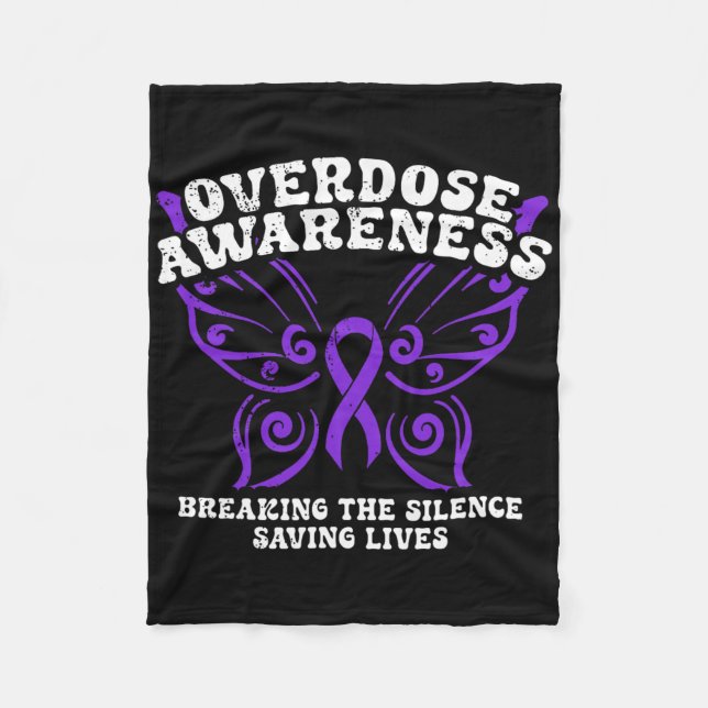 Overdose Awareness Purple Ribbon Drug Addiction 10 Fleecedecke (Vorderseite)