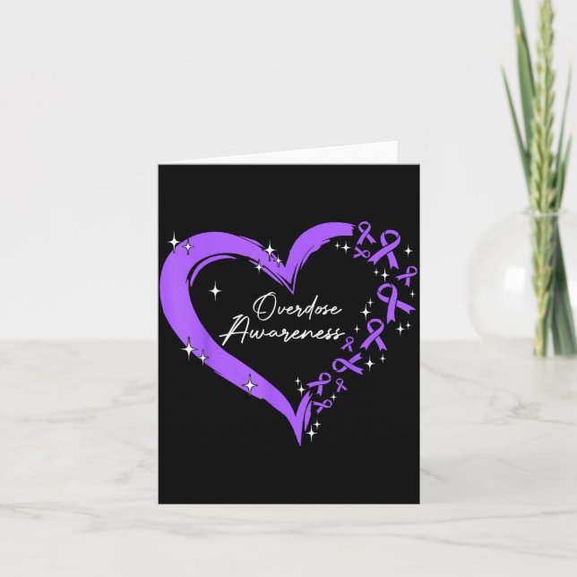 Overdose Awareness Purple Ribbon Drug Addiction He Karte (Vorderseite)