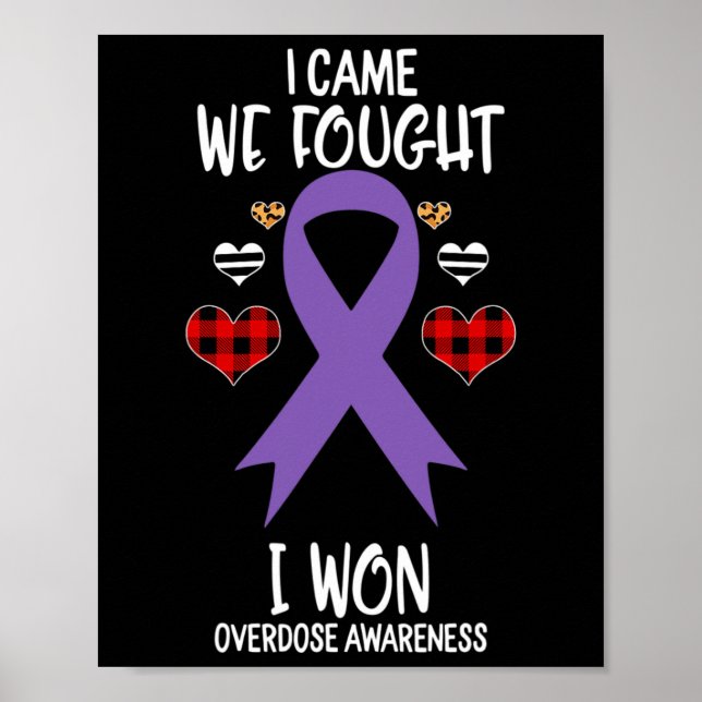 Overdose Awareness Ribbon I Came We Fought I Won C Poster (Vorne)