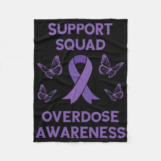 Overdose Awareness Support Squad Butterfly Purple  Fleecedecke (Vorderseite)