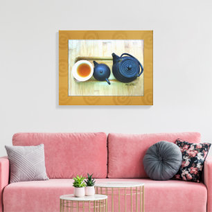 Overhead Stillleben Rustikaler Tee Einstellung Fot Leinwanddruck