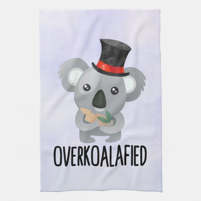 Overkoalafied Pun Niedlich Koala in Top Hat Geschirrtuch (Vertikal)
