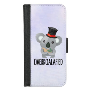 Overkoalafied Pun Niedlich Koala in Top Hat iPhone 8/7 Geldbeutel-Hülle