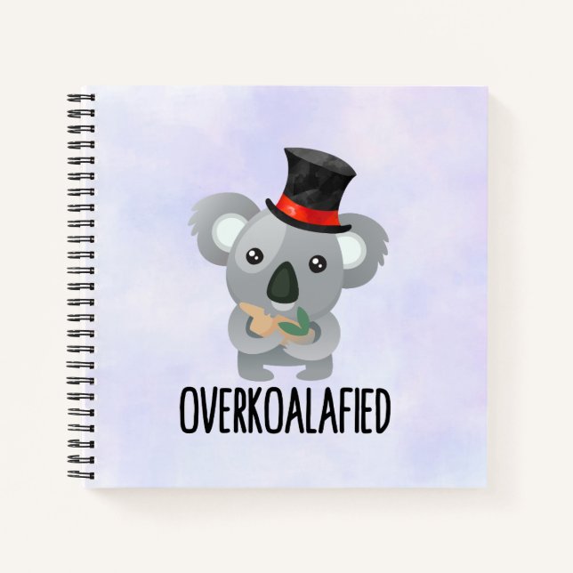Overkoalafied Pun Niedlich Koala in Top Hat Notizbuch (Vorderseite)