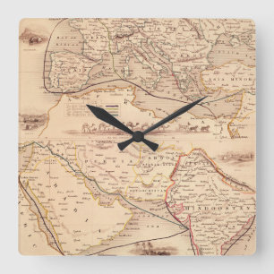 Overland Route to India Quadratische Wanduhr