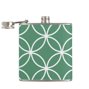 Overlappin Circles Sage Green White Pattern Flachmann