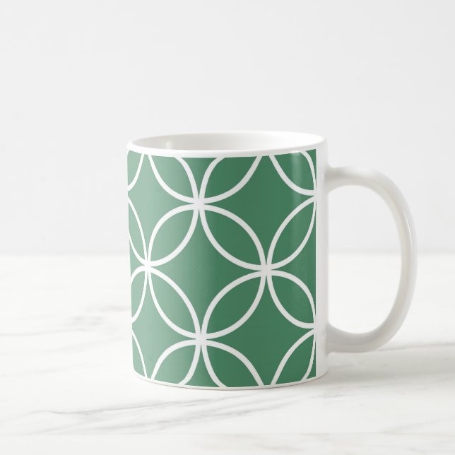 Overlappin Circles Sage Green White Pattern Kaffeetasse (Rechts)