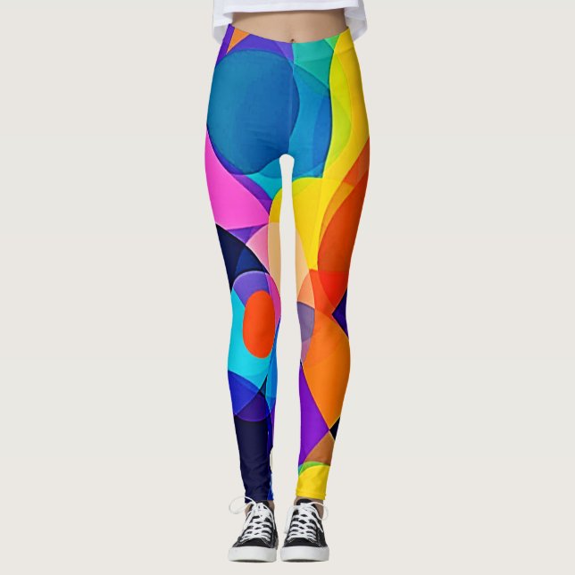 Overlapping Hues: Abstract Fusion Leggings (Vorderseite)