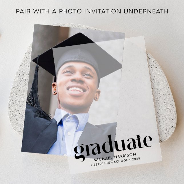 Overlay der modernen Graduierungspartei (Elevate your graduation party invitations with our timeless vellum overlays)