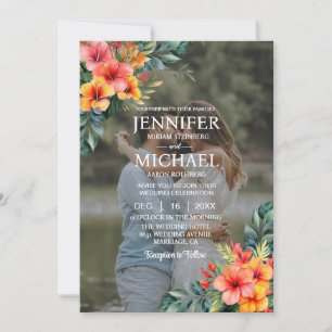 Overlay Portrait Picture Foto QR Tropical Wedding Einladung