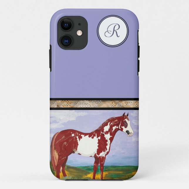Overo Paint Horse (Monogramm) Case-Mate iPhone Hülle (Rückseite)