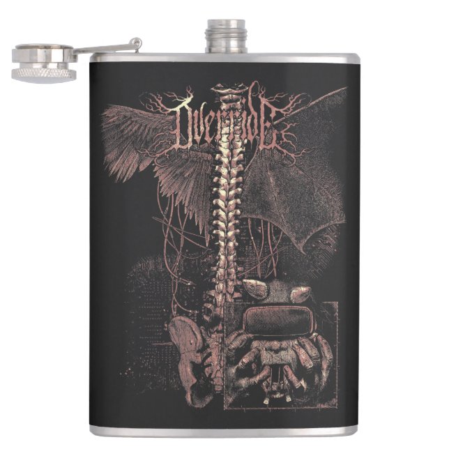 Override - Techno-Goth Streetwear Design Flachmann (Geöffnet)