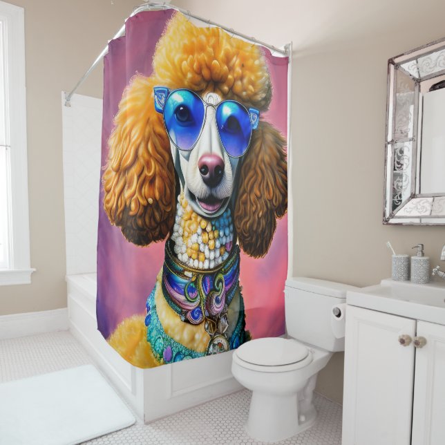 Oversibles Sonnenbrille Poodle Dog Duschvorhang (Beispiel)