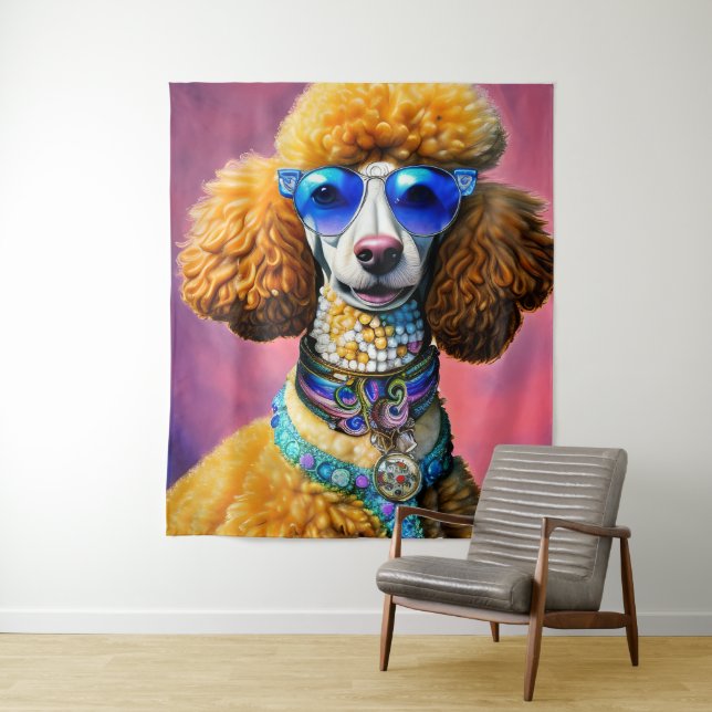Oversibles Sonnenbrille Poodle Dog Wandteppich (Beispiel)