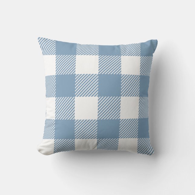 Oversified Dusty Blue Buffalo Kariert Kissen (Vorderseite)