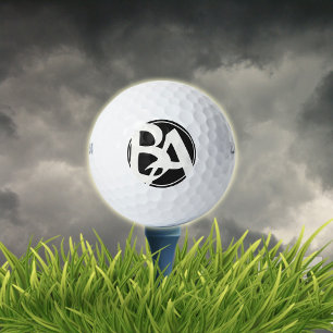 Oversifizierte Initialen in Weiß und Schwarz Golfball