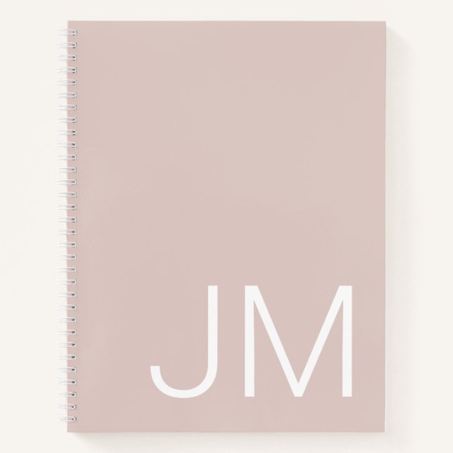 Oversifizierte Mit Monogramm Initials Blush Pink N Notizbuch (Vorderseite)