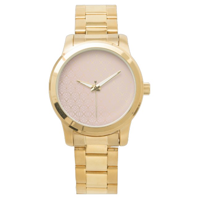 Oversifiziertes Gold Bracelet Rose Gold Design Armbanduhr (Vorderseite)