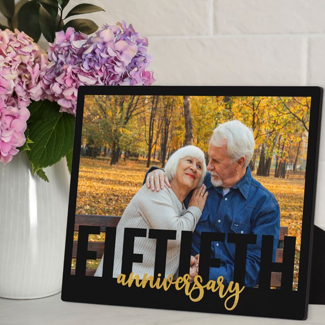 Oversifiziertes Typografie-Foto zum fünfzigsten Ja Fotoplatte (50th wedding anniversary photo plaque)