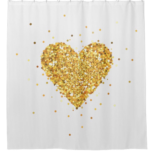 Oversized Gold Glitzer Heart Illustration Duschvorhang (Vorderseite)