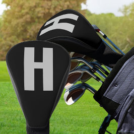 Oversized Initial Minimalistisch Black and Gray Golf Headcover