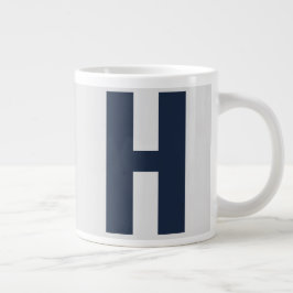 Oversized Monogramm Initial in Silver Gray and Blu Jumbo-Tasse
