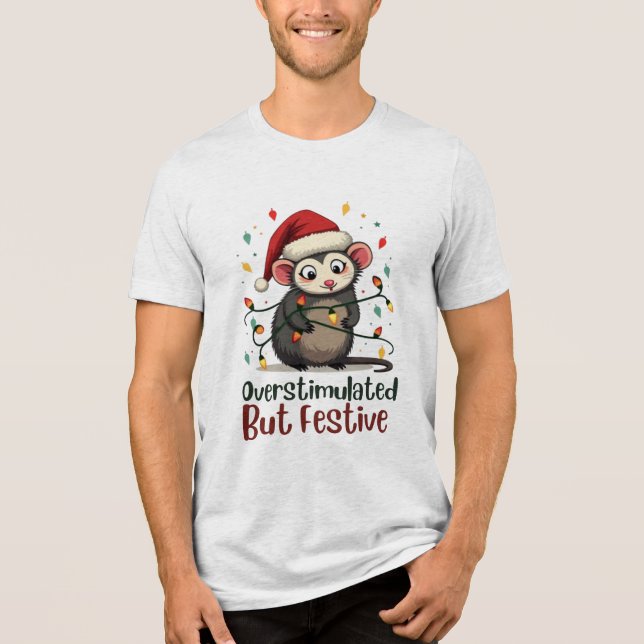 Overstimulated But Festive – Funny Christmas Tri-Blend Shirt (Vorderseite)