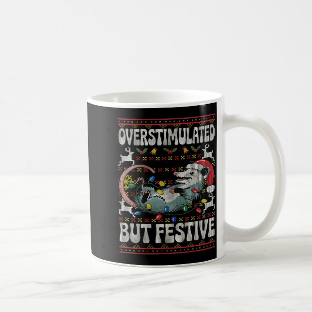 Overstimulated But Festive Ossum Christmas Ugly Sw Kaffeetasse (Rechts)