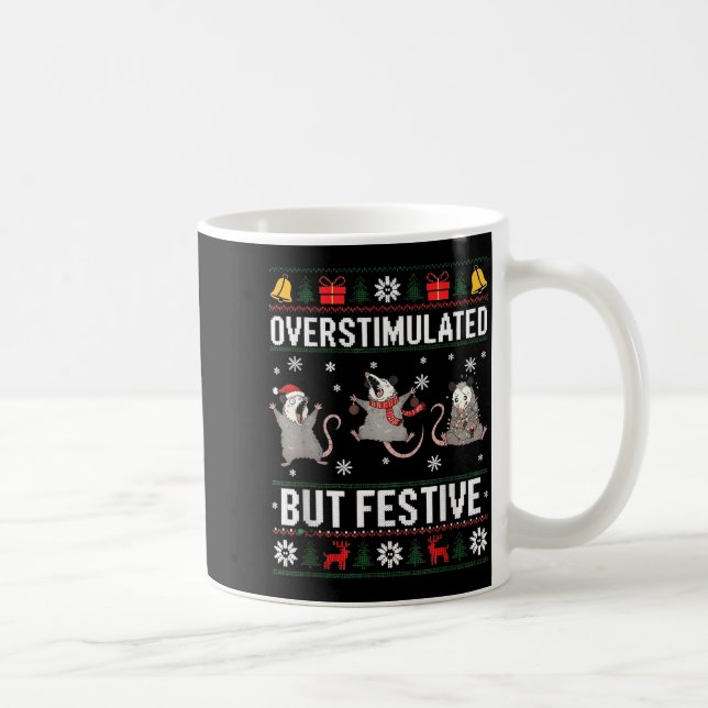 Overstimulated But Festive Ossum Ugly Sweater Chri Kaffeetasse (Rechts)