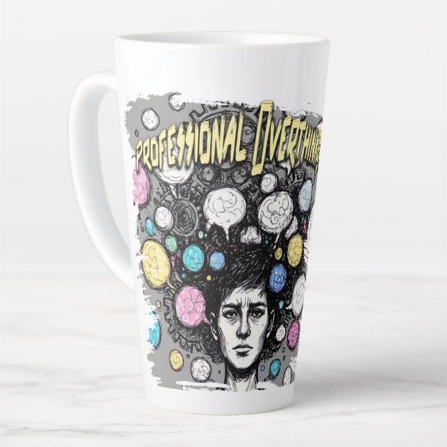 overthinker funny design milchtasse (Linke Ecke)
