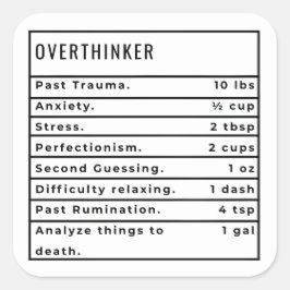 Overthinker Rezept Quadratischer Aufkleber